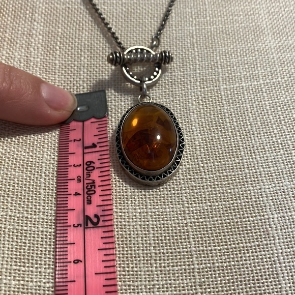 Genuine Baltic Amber & Sterling Silver Toggle Chain Necklace 🦋 - Picture 13 of 16